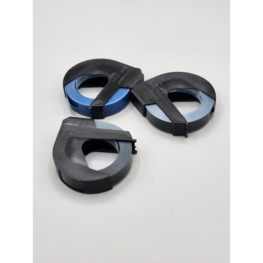 Dymo Embossing Labels 3 Pack 2 Black and 1 Blue 3/8
